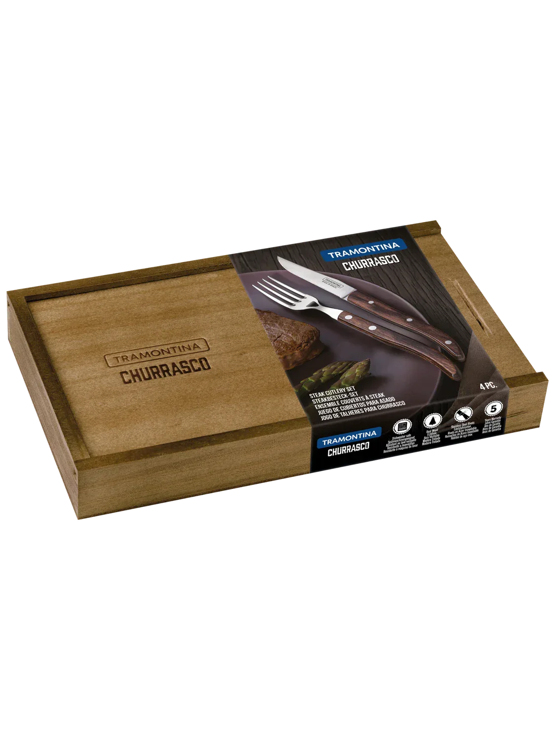 Churrasco Paisano kés villa szett fa dobozban 4db