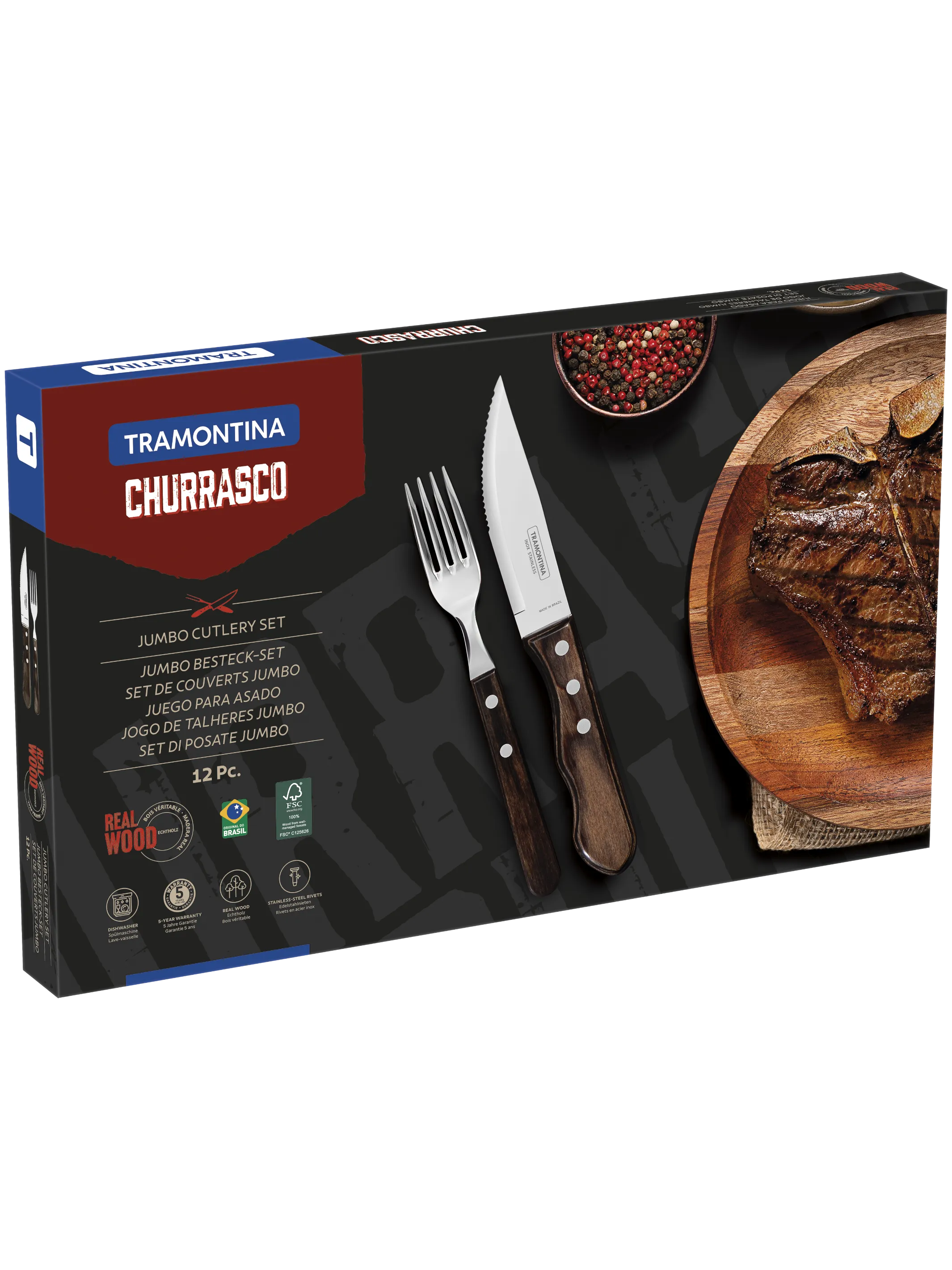 Tramontina 29899239 Churrasco Jumbo Steak evőeszköz készlet 12db